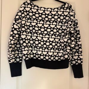 Maeve by Anthropologie Black and White Heart Pattern Sweater | Size Small